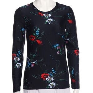 Twin Fantasy Black Floral Long Sleeve Performance Crew Neck Top - Size XS
